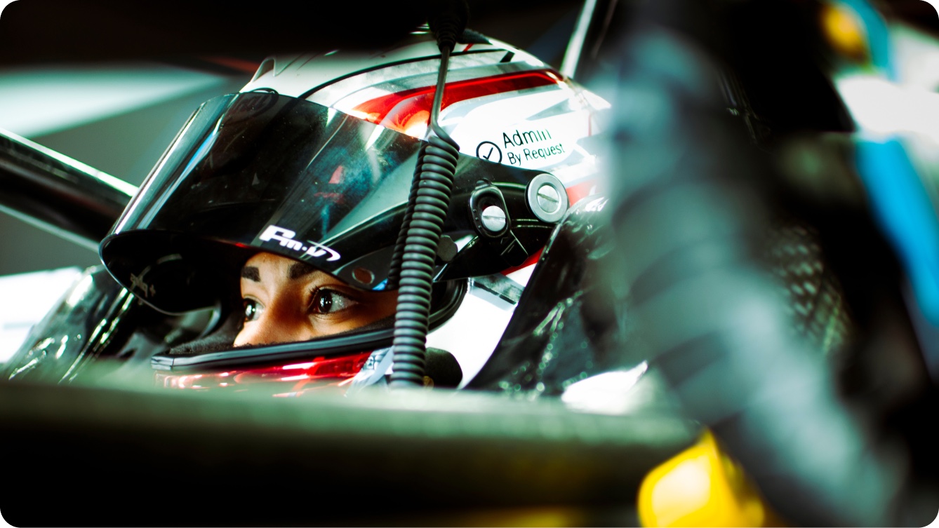Kareen Kaur in the cockpit at Sepang International Circuit.