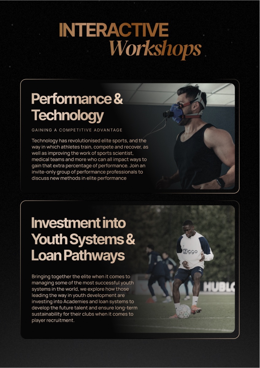 Interactive workshops page for the International Sports Summit.